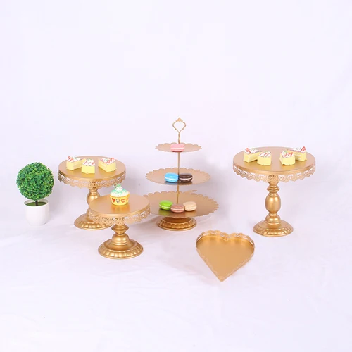 gold 5pcs 7/комплект из белого золота со стразами и жемчугом; металлическая, для подставки для пирожных кекс десерт части стойки держателя вечерние свадебные украшения стола для банкета - Цвет: gold 5pcs