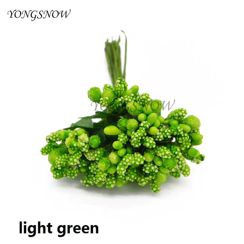 light green 24 шт./лот тутового тычинки Искусственные цветы тычинки/DIY Pistils для головок цветов Свадебная вечеринка Скрапбукинг Ремесло Украшение - Цвет: light green