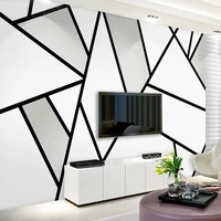 modern simple 3d stereo black and white geometry line mural wallpaper living room tv sofa study office wall papers for walls 3 d