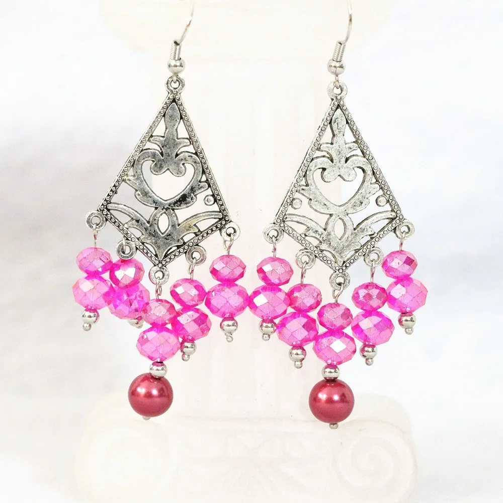 Chrams Женщины красная роза круглый имитация-жемчужная раковина 7 рядов ожерелье