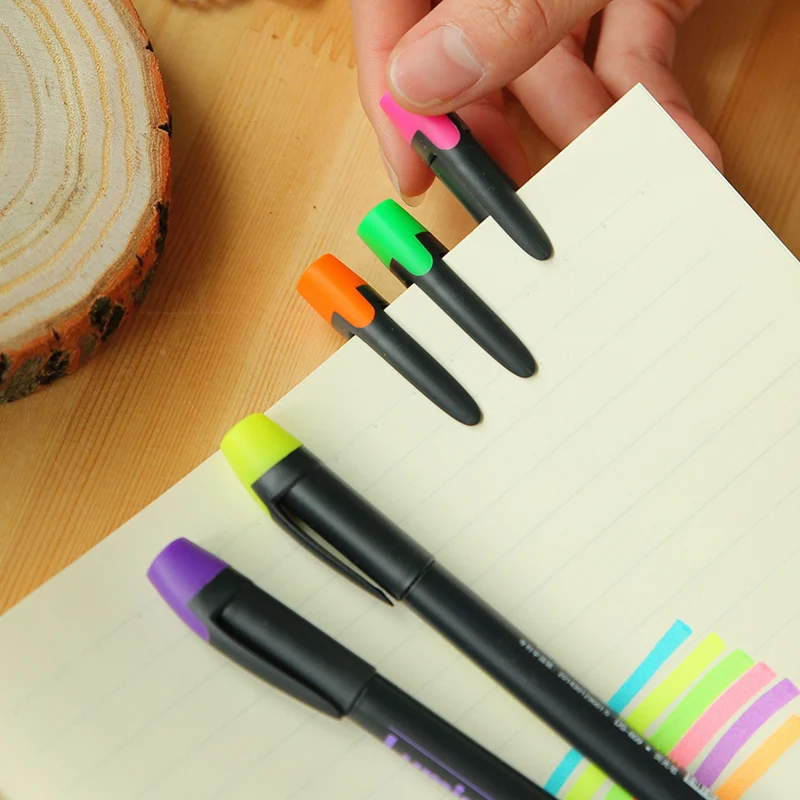 6 pcs Lumina Pens Fluorescent color Highlighter for Paper Copy Fax Drawing Marker Pen Stationery Office Material School A6718 | Канцтовары