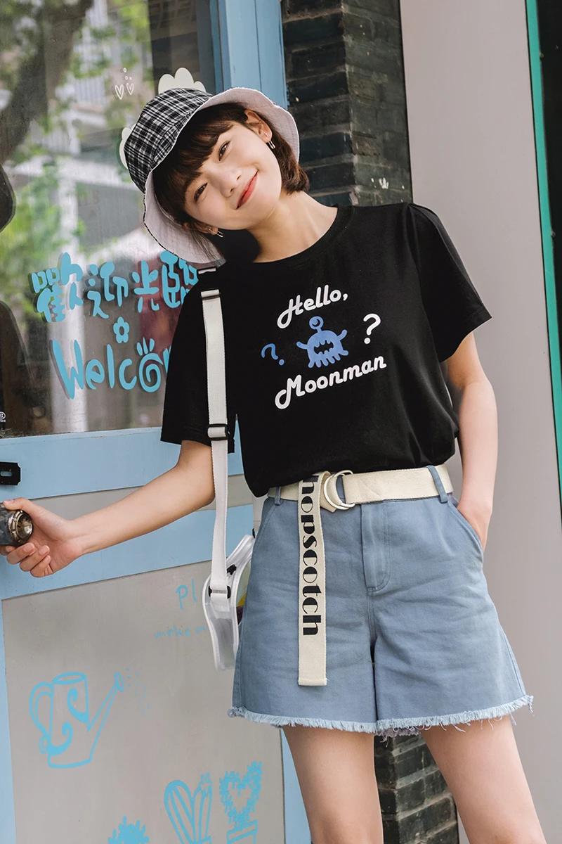 Princess sweet lolita T-shirt Original design summer Japanese studentsɻlack cotton short sleeve loose women BYJ096 Женская одежда