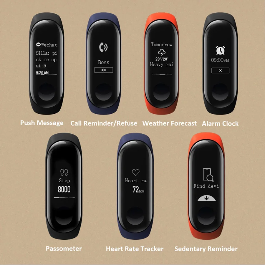 [Глобальная версия] Xiaomi mi Band 3 band фитнес трекер монитор сердечного ритма 0 78 ''OLED