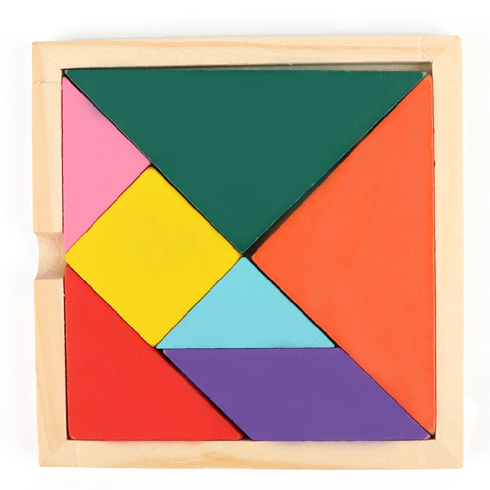 Детские развивающие игрушки Пазлы деревянная графика Когнитивная Tangram красочные