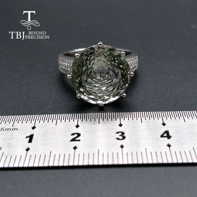 Большое Круглое зеленое кольцо с аметистом и prasiolite ювелирное изделие из серебра