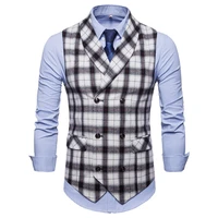2018 autumn and winter new mens casual plaid green fruit collar vest sleeveless shirt mens clothing large size m 4xl