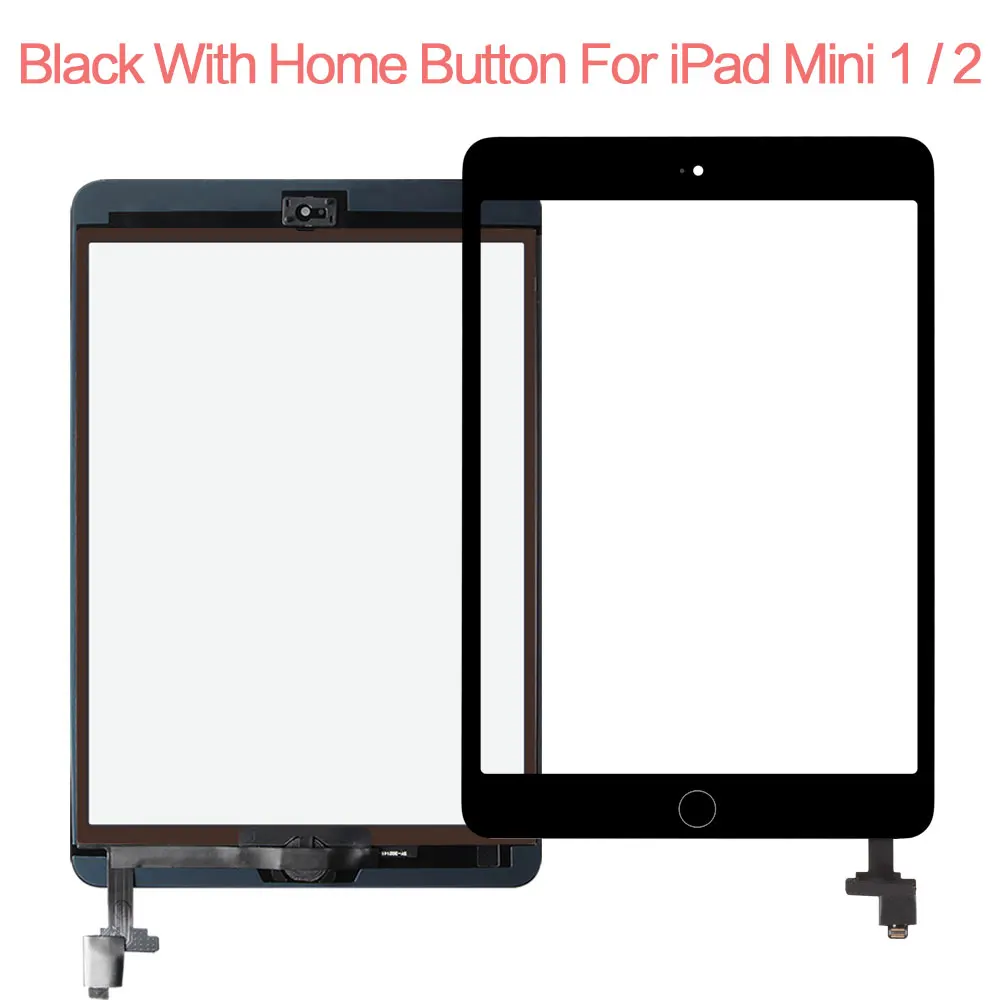 Для iPad Mini сенсорный экран для iPad Mini 2 1 экран дигитайзер для iPad Mini1 A1432 A1454 A1455 Mini2 A1489 A1490 A1491 стекло - Цвет: Black with Button