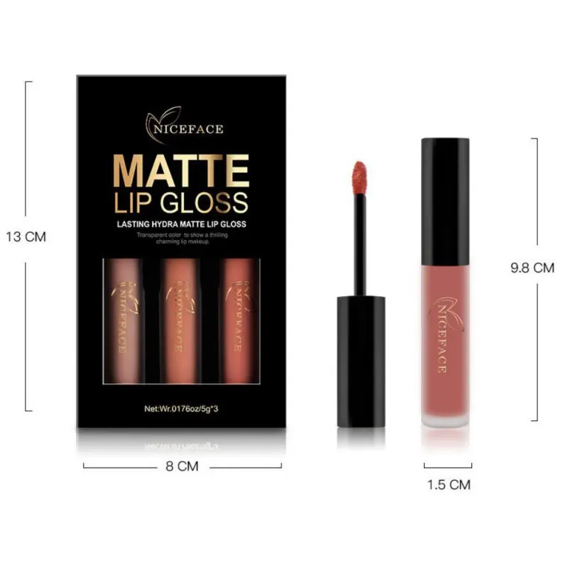 3Pcs/set Brand Lip Gloss Makeup Set Matte Lipgloss Kit Long Lasting Waterproof Liquid Lipstick Cosmetics 2018 |