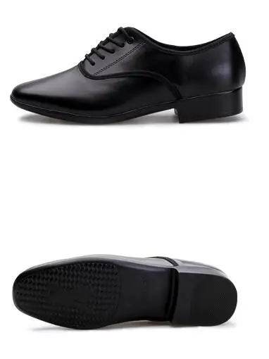Black hard sole Качественная мужская обувь для латинских танцев из воловьей кожи для мальчиков; Черный Каблук 2,5 см; Танцевальная обувь Chacha Tango; спортивная обувь для мужчин - Цвет: Black hard sole