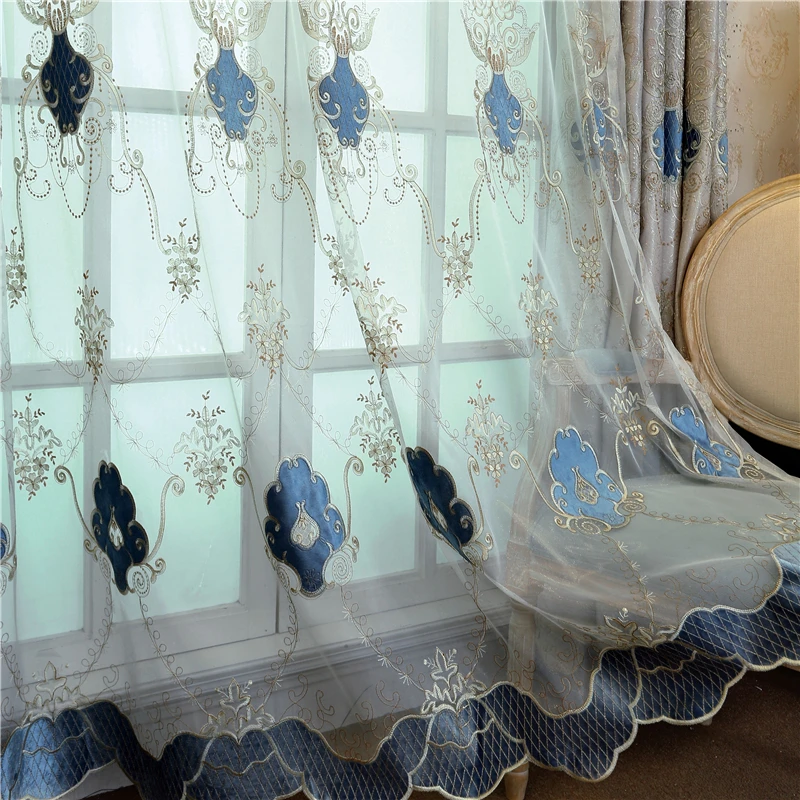 High Quality European Embroidered Villa French Window Blackout Curtains for Living Room Classic Luxury Flat Curtain Bedroom | Дом и сад