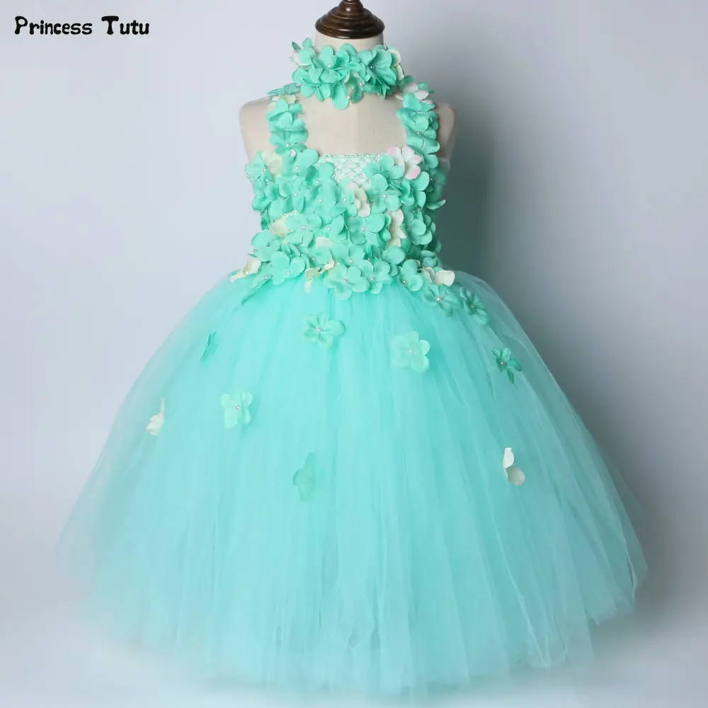 Mint Green Flower Girl Tutu Dress Tulle Party Kids Princess Fairy Ball Gown for Girls Wedding | Детская одежда и обувь