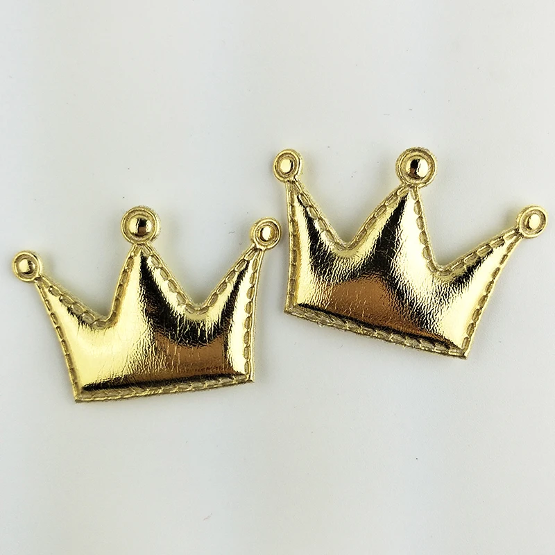 gold 14 шт./лот, 4,5x3 см, кавайные мягкие аппликации в виде короны из искусственной кожи для девочек, аксессуары для волос и одежды, швейные принадлежности "сделай сам", украшение для рукоделия - Цвет: gold