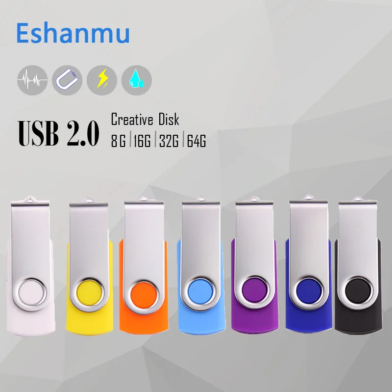 USB флеш накопитель Eshanmu 64 ГБ usb 2 0 4 8 16 32 флешка в подарок|swivel flash drive|pen drive 64gbflash |