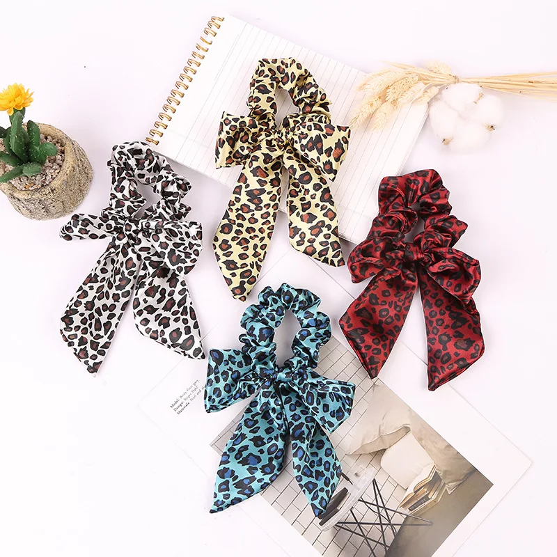 

New Fashion Big Bowknot Women Scrunchie Hair Ties Leopard Print Elastic Hair Bands for Women Ponytail Hair Holders Rope Headwear