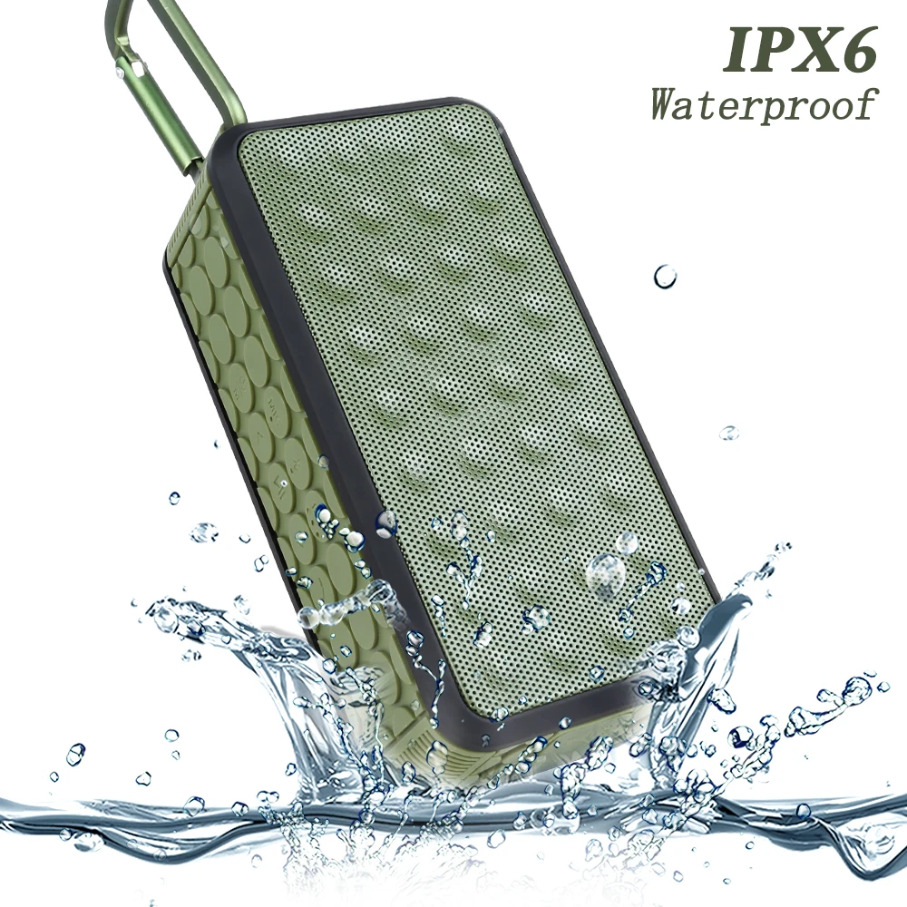 TOPROAD Portable Hifi Bluetooth Speaker Waterproof IPX6 Outdoor Speakers with Carabiner Support Handsfree radio fm TF for Phone |