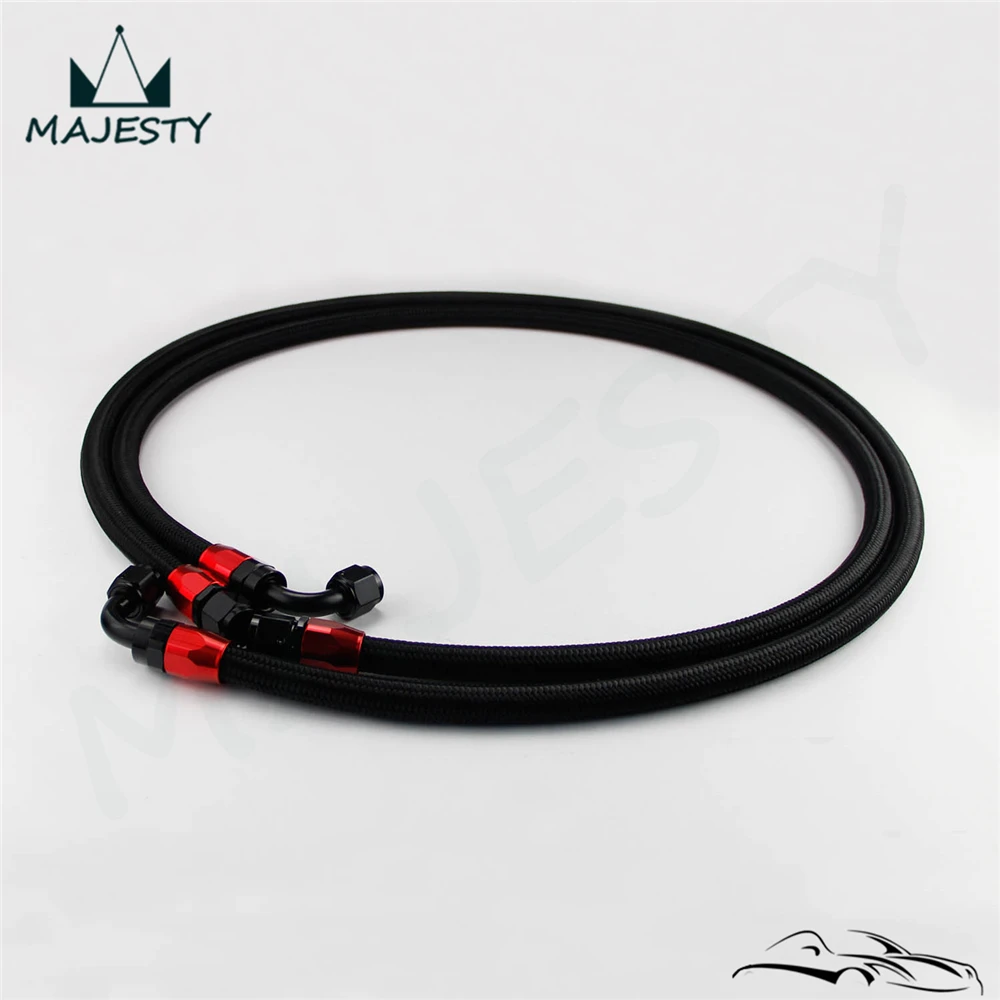 

8AN Nylon Steel Braided Oil Cooler Filter Hose Oil Fuel Line 1.4mm &1.6m Black+ Fittings