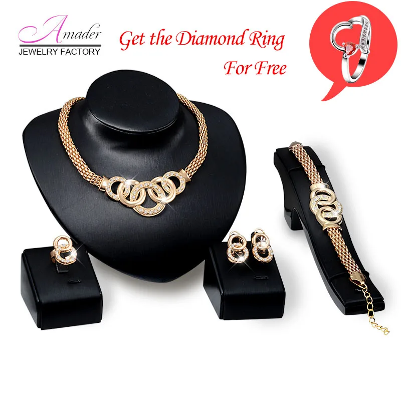 Amader золото Винтаж Для женщин Цепочки и ожерелья серьги набор бусинами Свадебные