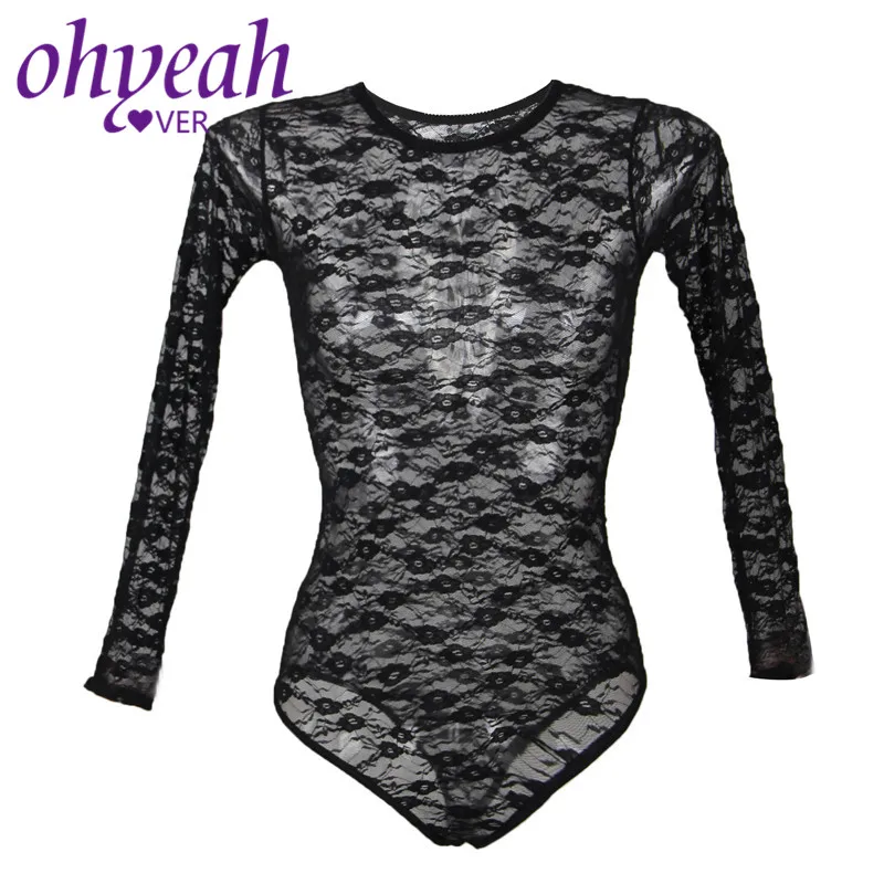 Женский кружевной боди Ohyeahlover прозрачный с длинным рукавом эротический RM80382|Боди|