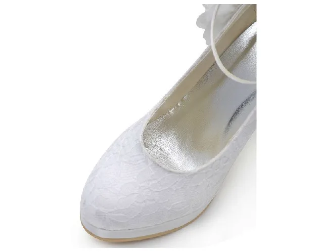 

Sweetness Lace Flower Wedding Dress Shoes Ankle Strap Lady High Heel Bridal Shoes Platform Shoes Woman Single Shoes
