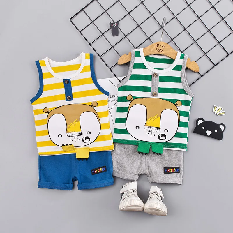 Крутой летний комплект одежды для маленьких мальчиков модная футболка в полоску