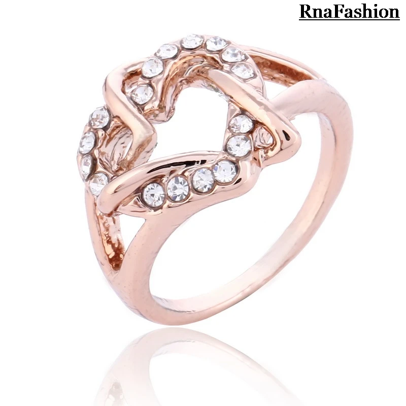 Горячая Акция Двойное сердце Розовое женское кольцо доступно в серебряном и