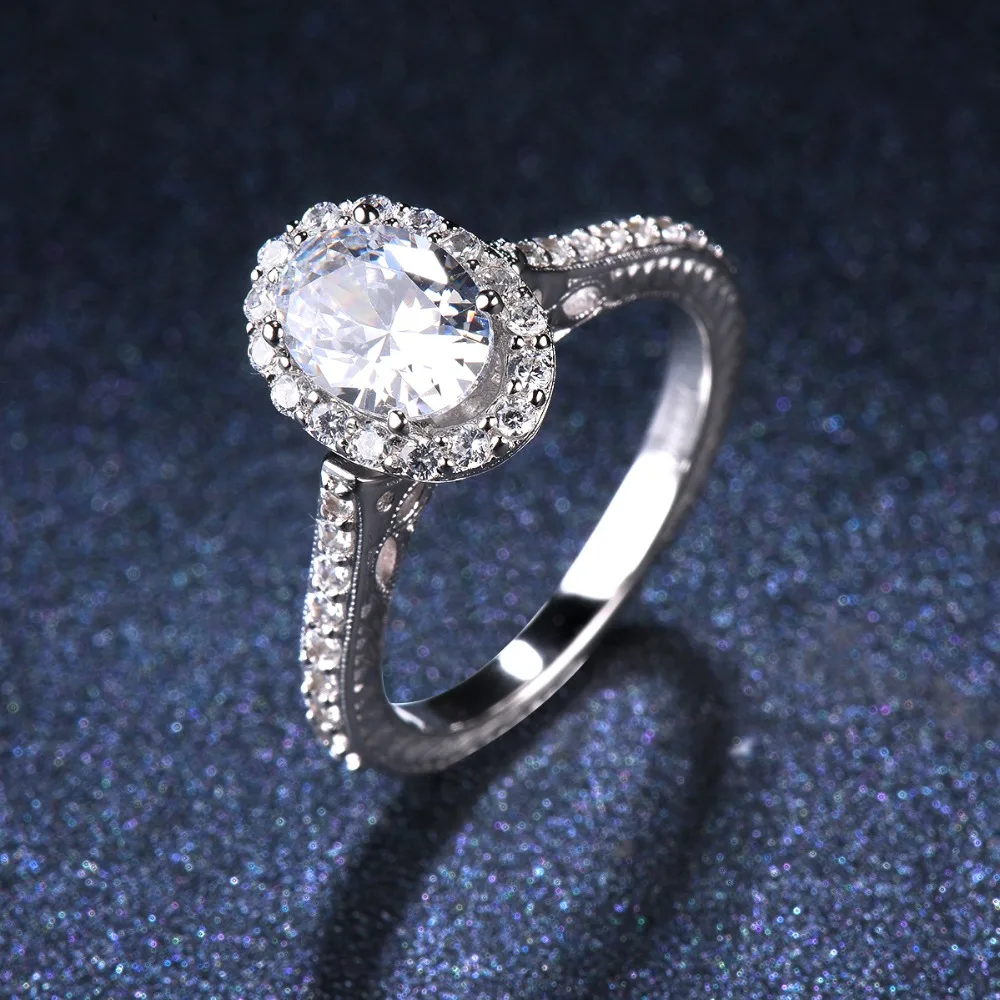 1.97ct овальное кольцо с искусственным бриллиантом изысканные кольца Halo