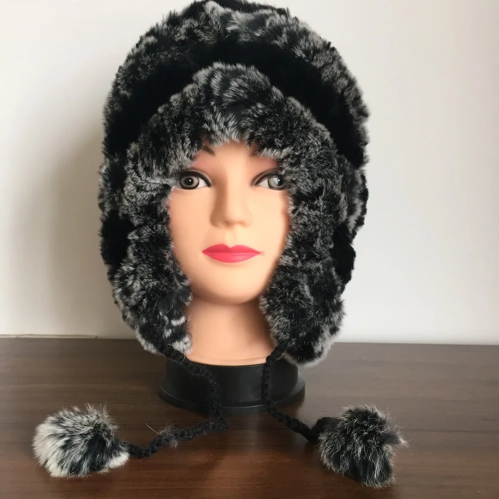 Новинка 2019 женская зимняя теплая шапка из натурального кроличьего меха головной
