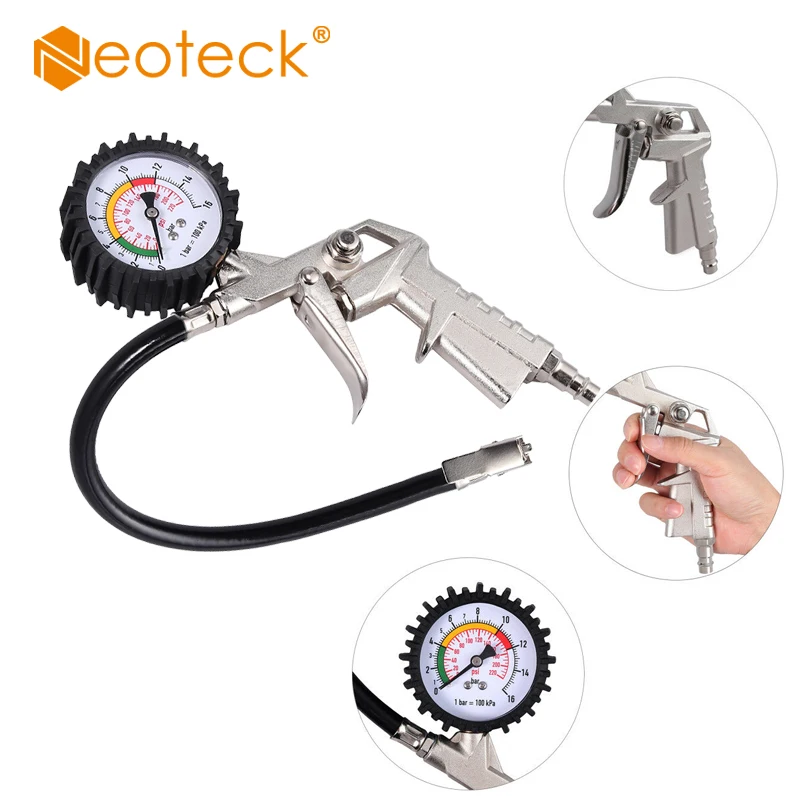 Neoteck 0-220PSI шиномонтажный манометр, манометр, 16 бар, воздушный шиномонтажный насос с манометром для автомобиля, Ван, инструмент, воздушный компрессор