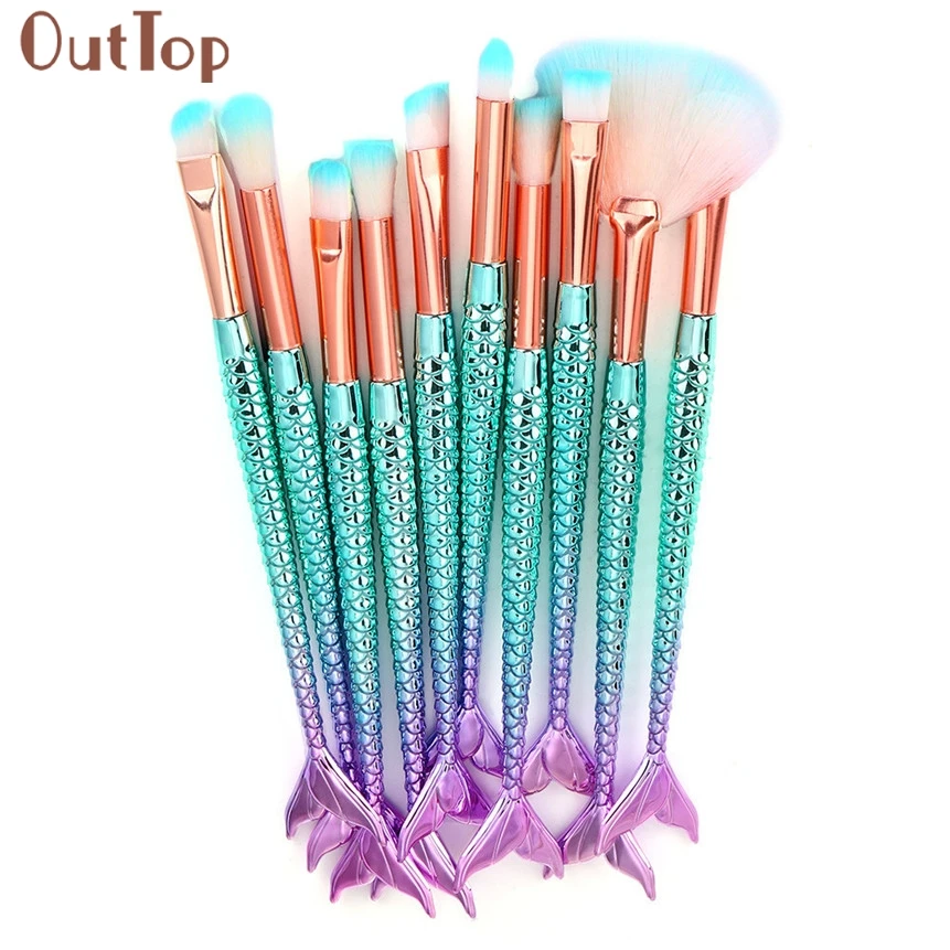 11 шт. набор кистей для макияжа Русалочки женский косметический натуральный