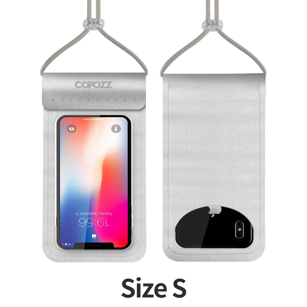 COPOZZ водонепроницаемый чехол для телефона для iPhone X/8/7/6 S Plus/samsung S7 для плавания и подводного плавания, лыжного спорта, дайвинга, подводного плавания, чехол для мобильного телефона - Цвет: S Size Silver