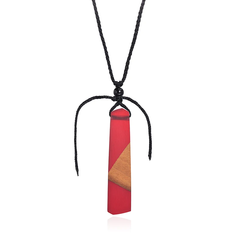 1 шт. черная вязаная веревка винтажная ручная Смола деревянная Подвеска Ожерелье