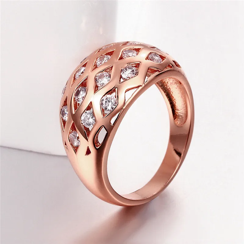 Модные вечерние кольцо KJ ZCR150 B с Топ AAA циркон 18 К Роза цвет золотистый fine jewelry для