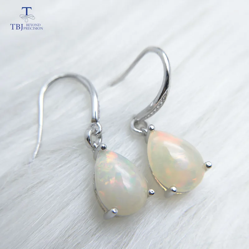 TBJ капля воды 6.5ct настоящий Эфиопский Опал драгоценный камень висячие серьги на