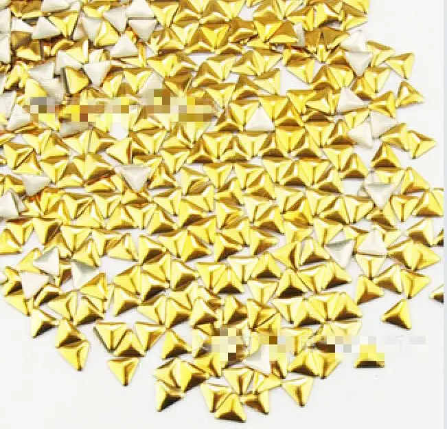 100pc / pack triangular metal Liu nail jewelry gold silver two-color optional 3 mm | Rhinestones &amp Decorations