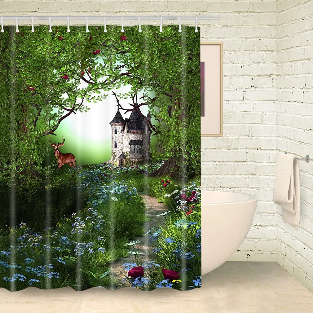 Сказочный винтажный замок мистический лес занавеска для душа Зачарованный