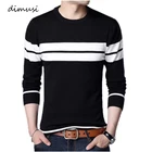 Мужской вязаный свитер dimsi, повседневный теплый свитер в полоску с длинным рукавом и круглым вырезом