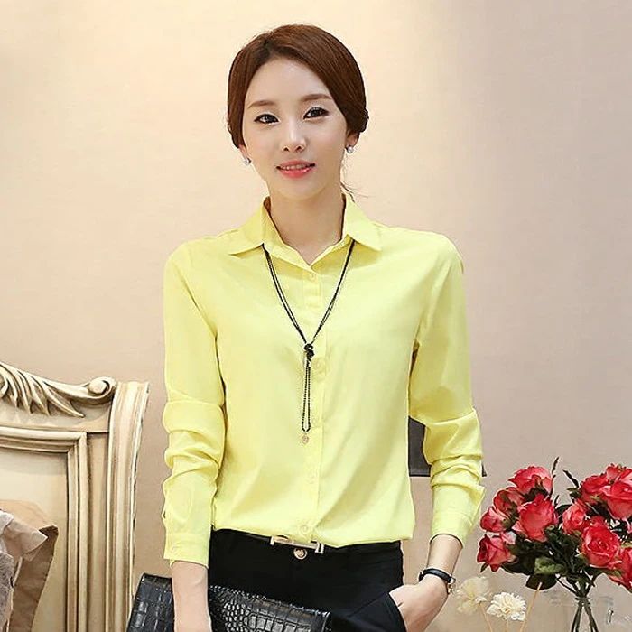 Женская шифоновая блузка с длинным рукавом размеры до 3XL|office shirt|women chiffon blouseblouse long