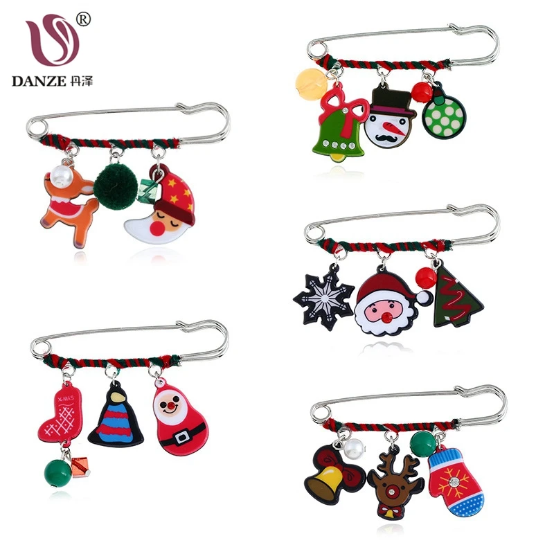 Danze модные Рождество олень носок снеговик Белл Санта Клаус помпоном брошь для Для
