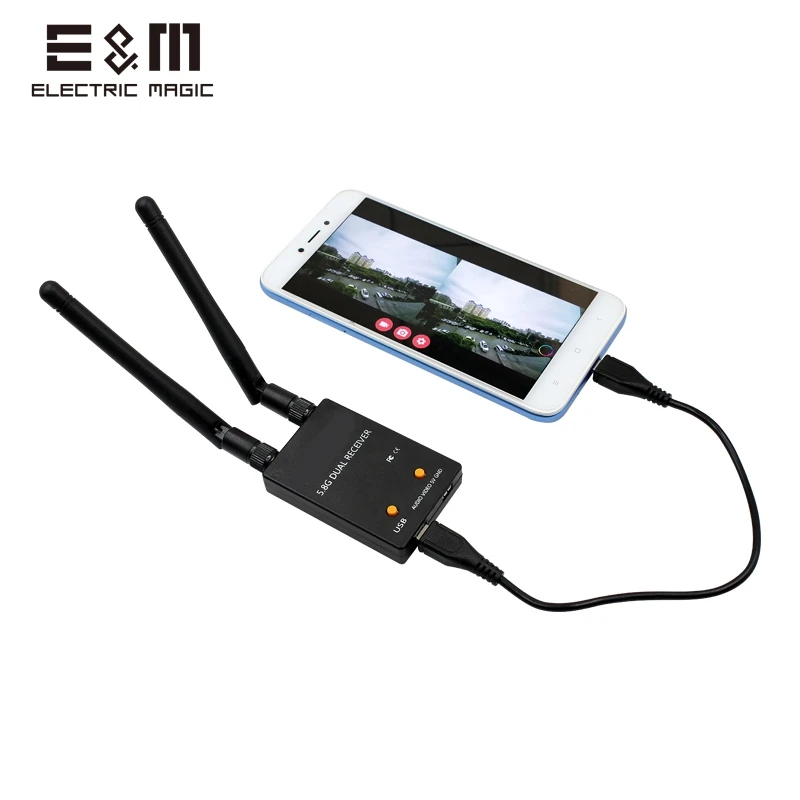 E & M 5 8G UVC двойная антенна Управление приемник OTG 150CH полный канальный FPV W/аудио для
