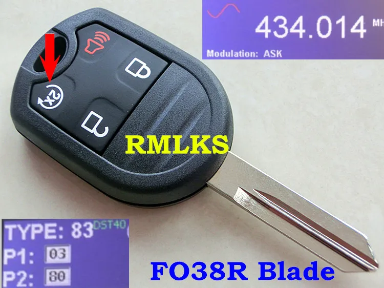 RMLKS дистанционный ключ без ключа подходит для Mustang Explorer Edge 315 МГц 433 4D63 80Bit ID83 чип Uncut