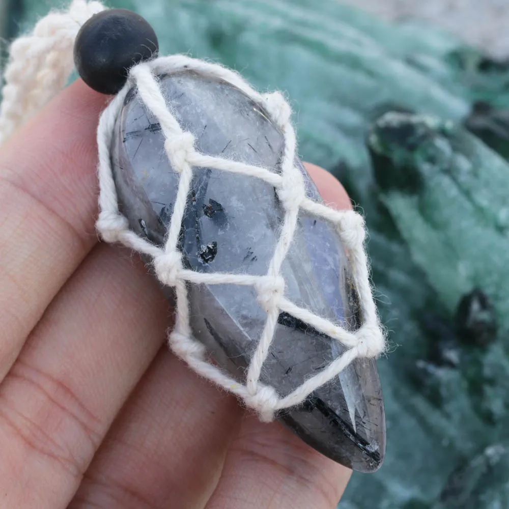 Мода черный Рутиловый Кварц Цепочки и ожерелья | Украшения аксессуары