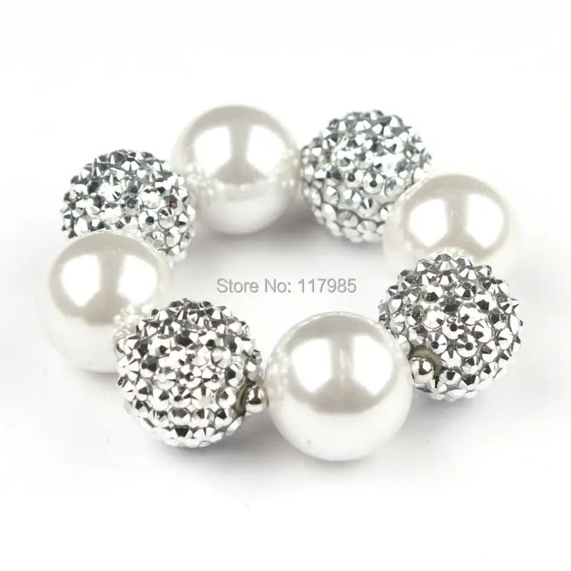 Рождественский подарок 3 шт. чистый белый серебряный браслет с бусинами