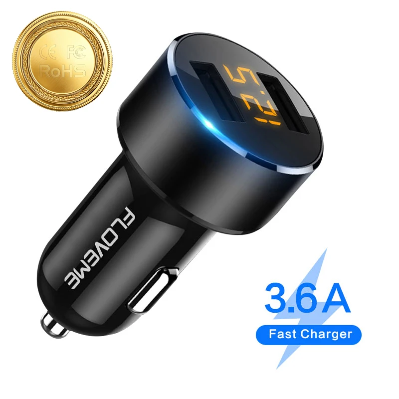 FLOVEME 5 в 3.6A автомобильное зарядное устройство двойное USB быстрое прикуриватель
