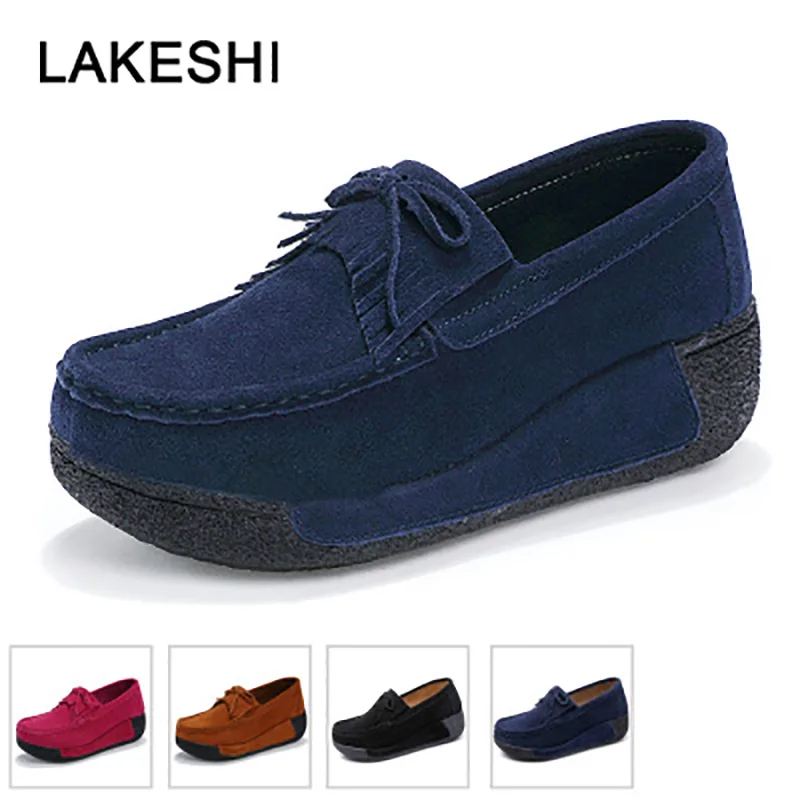 Женские замшевые лоферы на плоской подошве женская обувь толстой мягкой