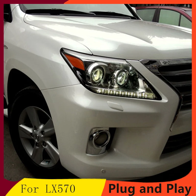 Автомобильный головной светильник для Lexuz LX570 головной светильник s 2012- светодиодный головной светильник led drl H7 hid Bi-Xenon объектив ближнего света передний светильник