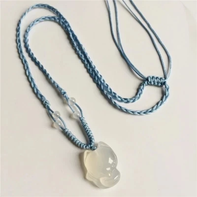 

Natural JADESt pendant, carved white flower pendant necklace, beautiful jewelry, children's gift sweater chain