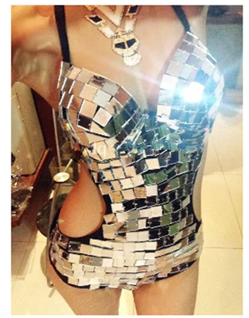 Роскошный зеркальный костюм для женщин певицы боди с рисунком на спине комплекты