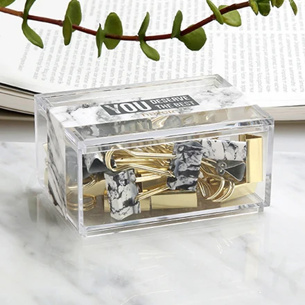 Креативный набор зажимов для бумаг с мраморной текстурой и длинным хвостом 19/25 мм