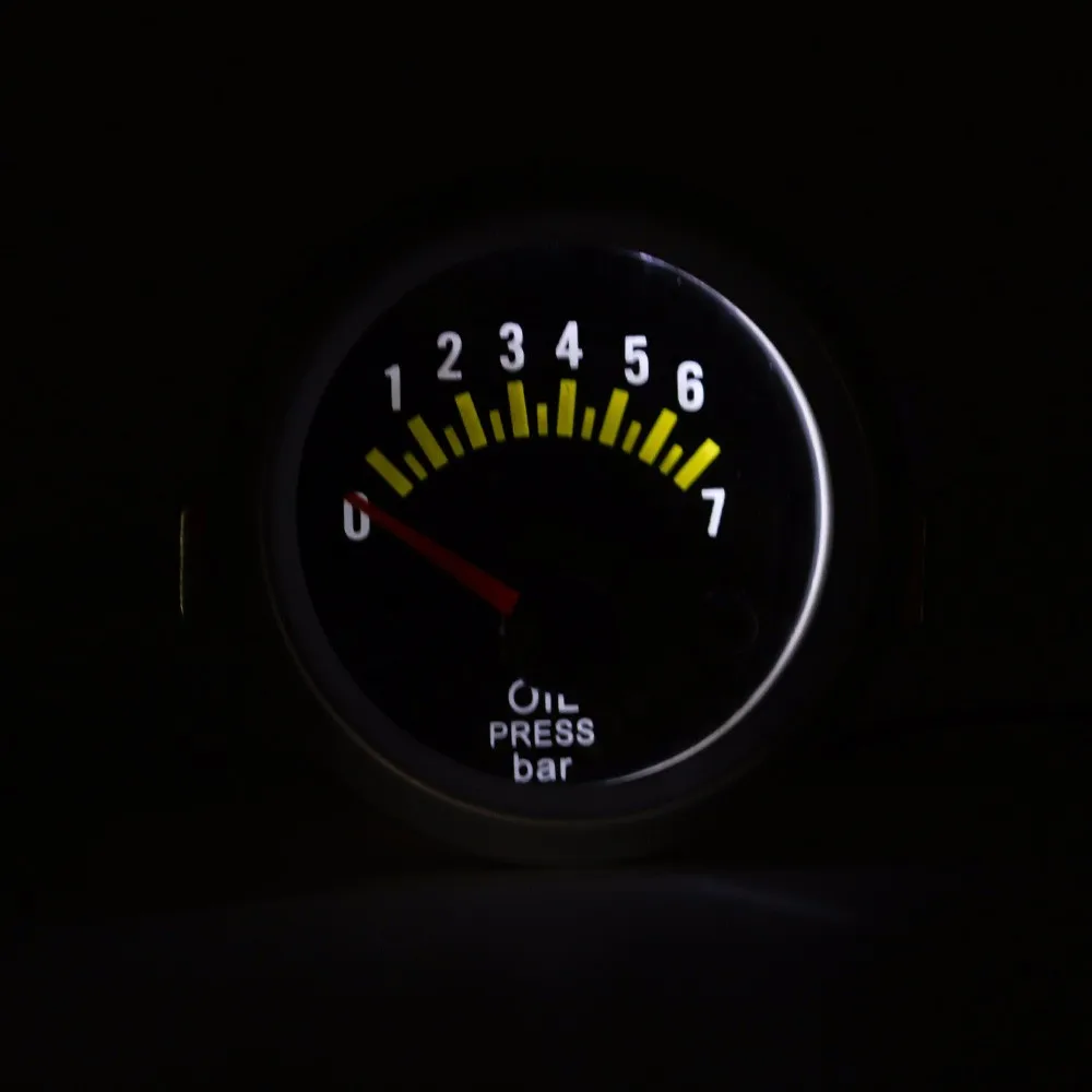 CNSPEED 52 мм 12 В Авто Датчик давления масла метр 0-7Bar с датчиком углеродного волокна автомобильный измеритель давления масла Белый светодиодный YC100036