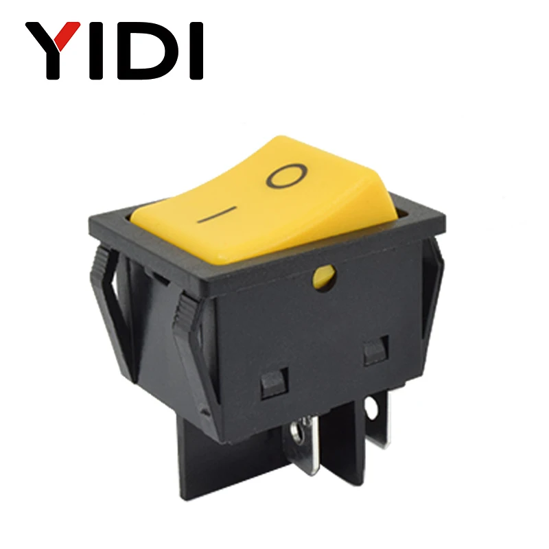 Yellow Actuator Сверхмощный KCD4-201 кулисный переключатель без света 30A 250VAC вкл/выкл переключатель DPDT двухполюсный одиночный бросок; цвет зеленый, желтый, черный переключатель - Цвет: Yellow Actuator
